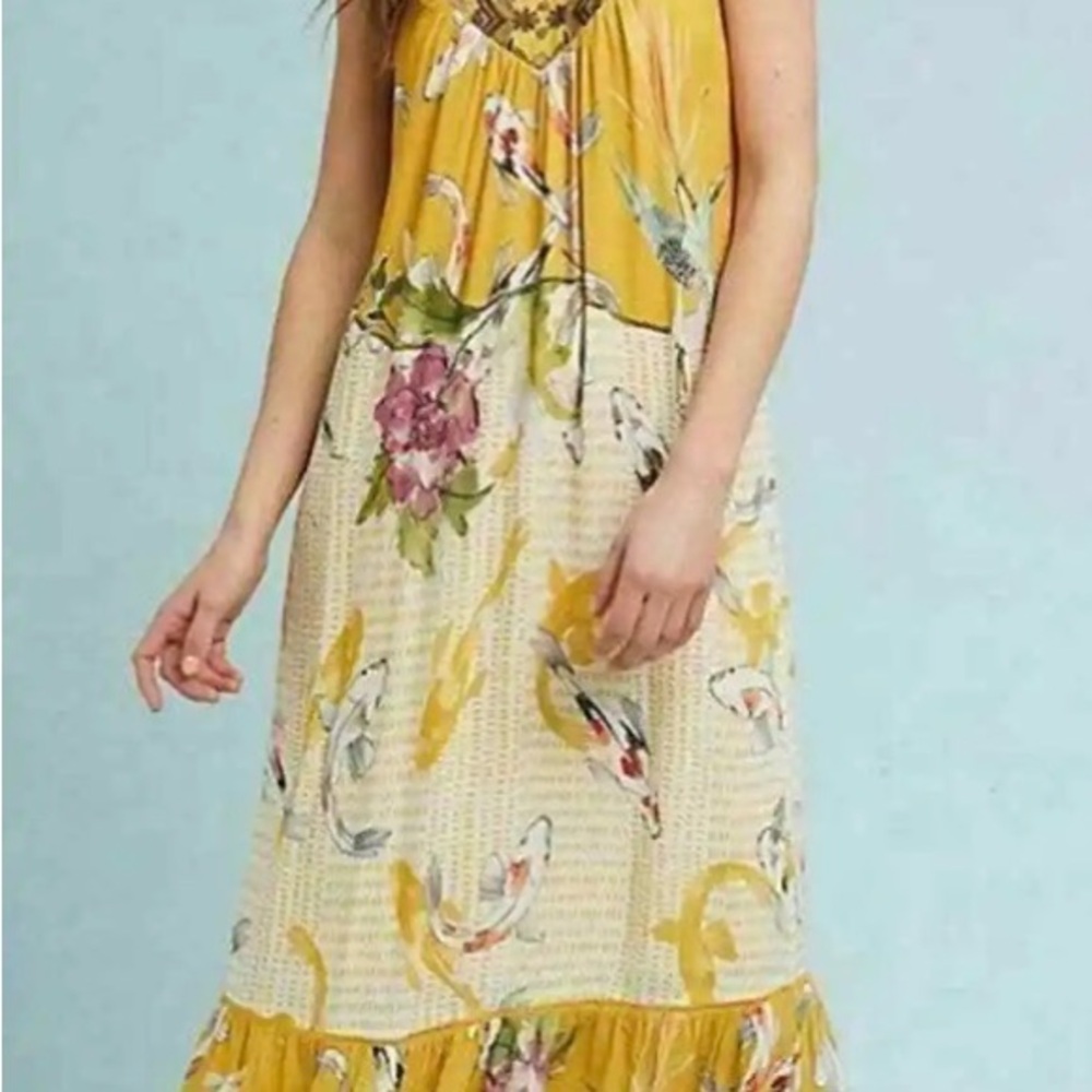 Anthropologie Halter dress with koi fish